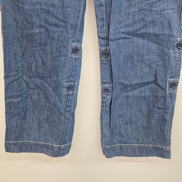 Old Navy Drawstring Denim Pants Cropped Button Detail Utility Pockets Blue Sz 6 - Picture 10 of 14